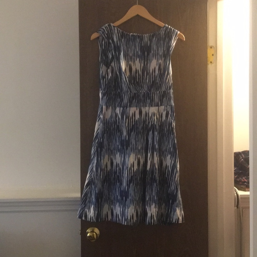 Blue and white fit and flare
